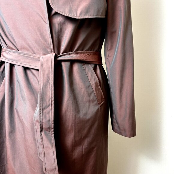 YULI Women's Size S-M US Fit Collared Trench Coat Brown Long-sleeved Jacket - Picture 13 of 14